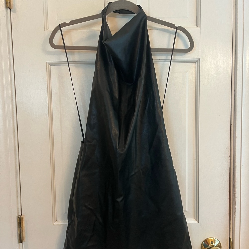 Zara Sleek Black Leather Dress